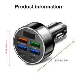 شاحن سيارة متعدد المنافذ 2PD 4USB شحن سريع PD QC3.0 شاحن هاتف سيارة USB C محول من النوع C في السيارة