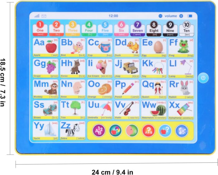 تابلت تعلم اللغة الانجليزية للاطفال الصغار، العاب تعلم الكترونية للاطفال في مرحلة ما قبل المدرسة، 24 × 18.5 سم / 9.4 × 7.3 انش