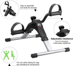 دواسة صغيرة للتمرين واللياقة البدنية، دراجة قابلة للطي تحت المكتب مع شاشة LCD، جهاز محمول لدورة اليد للقدم أثناء الجلوس