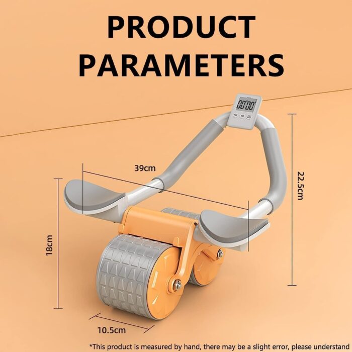 عجلة ارتداد تلقائي لتمارين البطن، بكرة دوارة للبطن مع دعم للكوع، عجلة للبطن والكوع مع وسادة للركبة وحامل جوال وشاشة توقيت - الرقم المرجعي للمصنع FW-76586