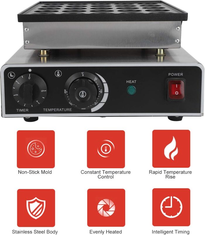 ماكينة صنع فطائر الوافل والمافن والبان كيك بسطح غير لاصق للاجهزة الصغيرة والمطبخ لصنع الوافل (#3)