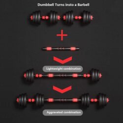 مجموعة اوزان دمبل 3 في 1 قابلة للتعديل، مجموعة دامبل وقضيب رفع أثقال للياقة البدنية في المنزل والتمارين البدنية والرياضية لصالة الالعاب الرياضية مع بار وصلة للنساء والرجال