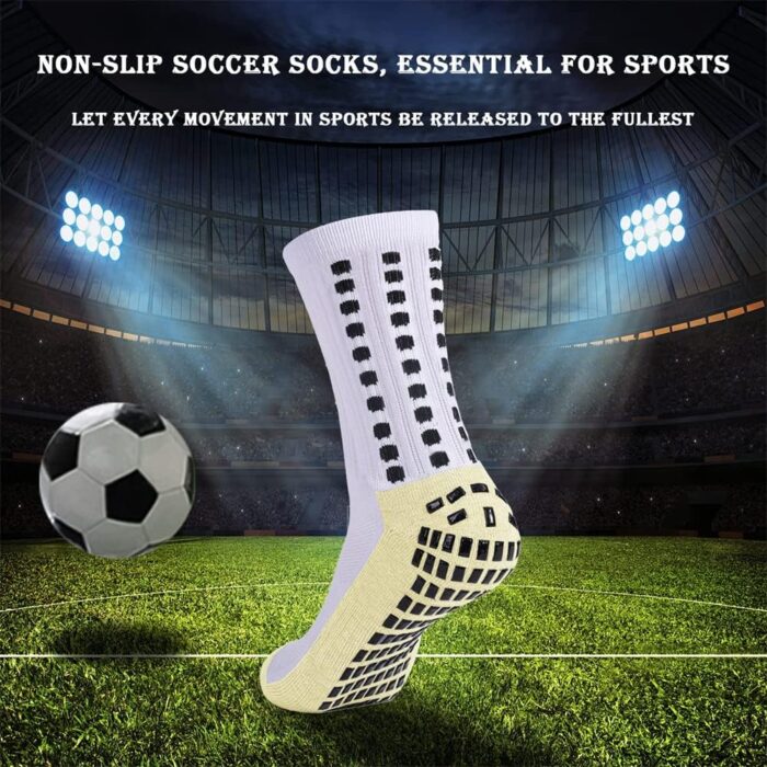 Grip Socks Football, 3 Pairs Anti Slip Football Sport Socks Winter Thermal Soccer Socks Cushioned Cotton Anti Blister Socks with Rubber Pads, Non Slip Running Hockey Socks Men...