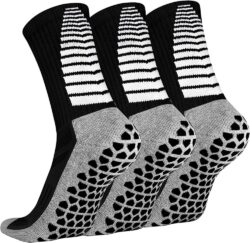 Grip Socks Football, 3 Pairs Anti Slip Football Sport Socks Winter Thermal Soccer Socks Cushioned Cotton Anti Blister Socks with Rubber Pads, Non Slip Running Hockey Socks Men...