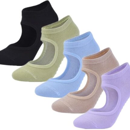 MAKINGTEC Ladies Anti-Slip Yoga Socks, Pilates Socks, Anti-Slip Grip Socks for Sports Dance Backless Professional Anti-Slip Pilates Fitness(6 Pairs)