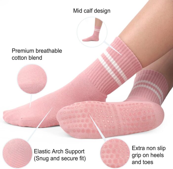 Skade Non Slip Socks, Anti Skid Sock with grips 3 Pairs Unisex Socks for Yoga Home Workout Barre Pilates Hospital Pregnancy